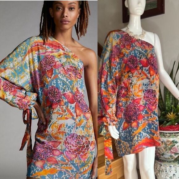 Anthropologie ROOPA PEMMARAJU Orleans One-shoulder Silk - Picture 1 of 8
